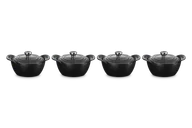 Zestawy garnków i patelni - Le Creuset ZESTAW 4 MINI COCOTTE 11 CM CZARNY MATT Z POKRYWKĄ - miniaturka - grafika 1