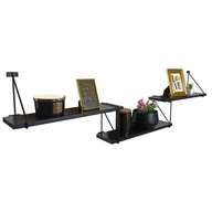 Półki do salonu - Czarna półka ścienna w stylu loft Tixa - miniaturka - grafika 1