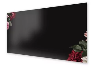Panel kuchenny HOMEPRINT Kwiaty na czarnej płycie 125x50 cm - Dekoracje domu - miniaturka - grafika 1