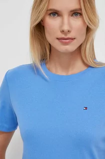 Koszulki sportowe damskie - Tommy Hilfiger t-shirt bawełniany damski kolor niebieski - grafika 1