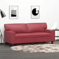 Sofy i kanapy - vidaXL 2-osobowa sofa, winna czerwień, 140 cm, sztuczna skóra - miniaturka - grafika 1