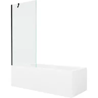 Wanny - Mexen Cubik wanna prostokątna 150 x 70 cm z obudową i parawanem 1-skrzydłowym 80 cm, transparent, czarny - miniaturka - grafika 1