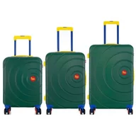 Walizki - Zestaw walizek SEMI LINE T5931-0 Zielony - miniaturka - grafika 1