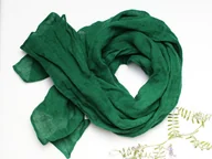 Apaszki i szaliki damskie - Szalik lniany damski, lniany szal na jesień, ZIELONY - miniaturka - grafika 1