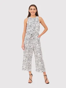 Czarno biały kombinezon z szerokimi nogawkami PA601 BLACK/WHITE - Kombinezony Czarno biały kombinezon z szerokimi nogawkami PA601 BLACK/WHITE - Kombinezony - miniaturka - grafika 1