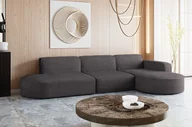 Narożniki - Designerski Narożnik, Sofa w kształcie litery L MODENA, tkanina Poso Ciemnoszary Prawy - miniaturka - grafika 1