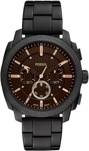 Zegarek Zegarek Fossil FS6097 Machine Chronograph Black Stainless Steel 44mm - Zegarki męskie - miniaturka - grafika 1