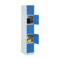 Szafki biurowe - Szafka ubraniowa ze schowkami, 5 schowków, 1850 x 300 x 500 mm, zamek elektroniczny z kodem, drzwi laminowane, biała - miniaturka - grafika 1