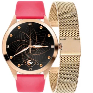 Gino Rossi SW014-4 gold/gold + czerwony pasek - Smartwatch - miniaturka - grafika 1