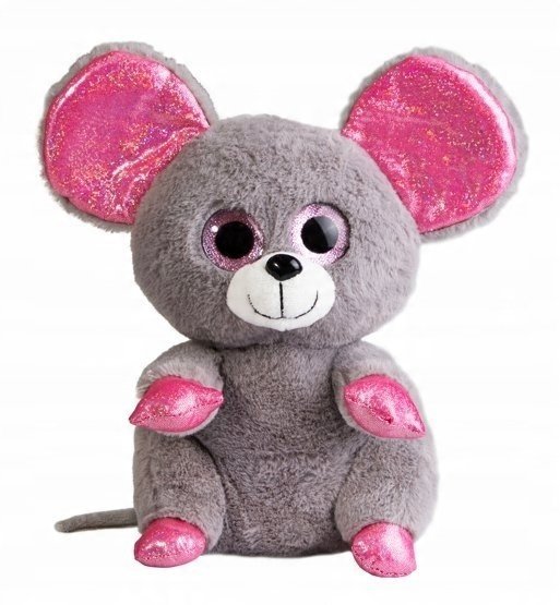 Pluszowa Mysz Szara Różowe Elementy Duże Oczy Miękki Plusz Zabawka Dzieci