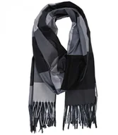 Apaszki i szaliki damskie - Szal szalik Chusta frędzle ciepły w kratę miękki gładki 180x70 cm - miniaturka - grafika 1