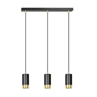 Lampy sufitowe - Emibig Lighting czarno-złota lampa wisząca potrójny żyrandol FUMIKO 3 BLACK 817/3 lampa sufitowa nad stół do jadalni czarne klosze złote elementy 817/3 BLACK - miniaturka - grafika 1
