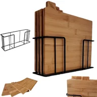 Deski do krojenia - DESKI DO KROJENIA BAMBUSOWE ZESTAW 4 DESEK KUCHENNYCH + STALOWY STOJAK - miniaturka - grafika 1