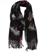 Apaszki i szaliki damskie - Szal szalik Chusta frędzle ciepły roślinny wzór miękki gładki 180x70 cm - miniaturka - grafika 1