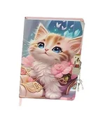 Notesy i bloczki - Zamykany NOTES NA KŁÓDKĘ Przedstawiający Kotka MIX3 WZORÓW - miniaturka - grafika 1