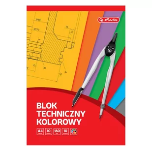 Herlitz Blok Techniczny Kolorowy A4/10 Kartek Herlitz 160g - Szkolne artykuły papiernicze - miniaturka - grafika 1