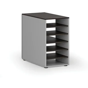 Szafka z półkami do biurka PRIMO GRAY, prawa, szary/wenge - Regały biurowe - miniaturka - grafika 1