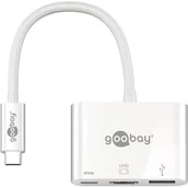 Adaptery i przejściówki - Goobay Adapter USB USB-C HDMI USB 3.0 USB-C Biały 62104 - miniaturka - grafika 1