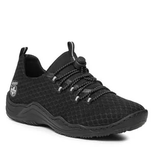 Sneakersy damskie - Rieker Damskie sneakersy Low L0550, Black Black Black Clear L0550 01, 41 EU - grafika 1