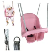 Place zabaw - Huśtawka kubełkowa RÓŻOWA ogrodowa do domu POLSKA PRODUKCJA PASY REGULOWANA KRZESEŁKOWA - miniaturka - grafika 1