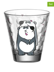 LEONARDO Szklanki (2 szt.) "Panda" w kolorze biało-szarym - 215 ml - Zestawy naczyń dla dzieci - miniaturka - grafika 1