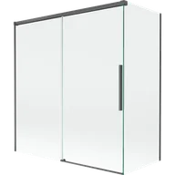 Parawany nawannowe - Mexen Rox parawan nawannowy 2-skrzydłowy rozsuwany 150 + 70 x 150 cm, transparent, gun gray szczotkowany - 8C9-150-070-66-00 - miniaturka - grafika 1