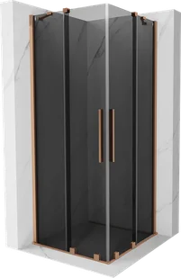 Mexen Velar Duo kabina prysznicowa rozsuwana 80x80 cm, grafit, miedź szczotkowana - 871-080-080-42-65 - Kabiny prysznicowe - miniaturka - grafika 1