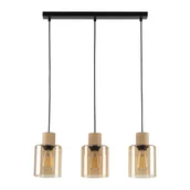 Lampy sufitowe - Lampa Wisząca Orson 4568 3Xe27 Bursztynowa/Czarna/Drewniana - miniaturka - grafika 1