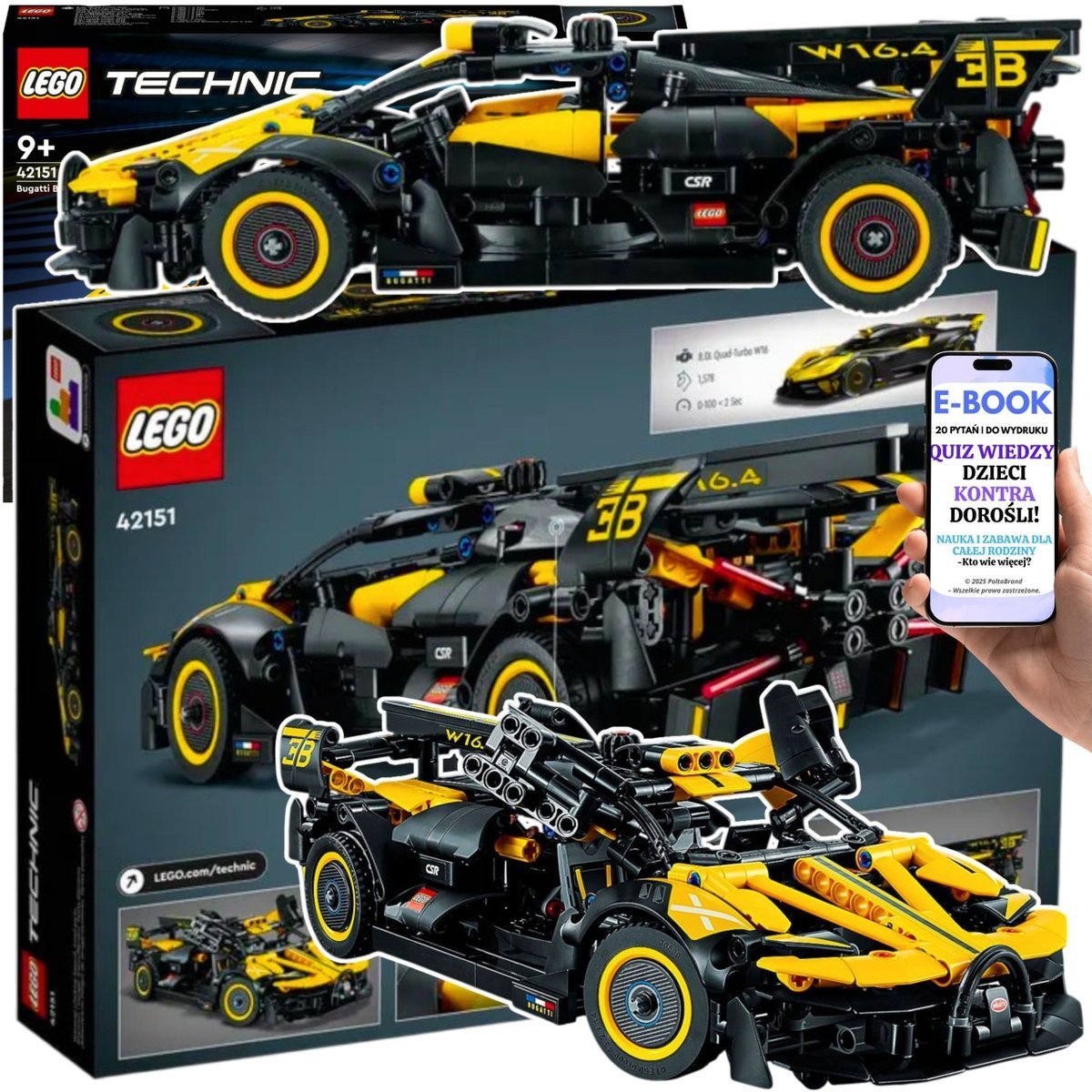 PREZENT LEGO DLA DZIECKA AUTKO BOLID BUGATTI (42151) Lego Technic Zestaw Dla Młodych Konstruktorów + Ruchome Części PREZENT dla Chłopca Syna +..