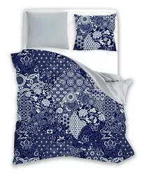 Faro Pościel satynowa 220x200 Elegant 017 B granatowa szara rozety dwustronna S 23 - Pościel - miniaturka - grafika 1