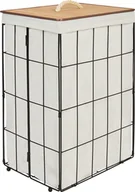 Kosze na bieliznę - BELIANI Kosz na pranie czarny metal bambusowa pokrywa zdejmowalna poliester nowoczesny design wielofunkcyny do przechowywania - miniaturka - grafika 1