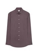 Koszule męskie - Seidensticker Męska koszula biznesowa, bez prasowania, o prostym kroju, krój regular fit, długi rękaw, kołnierz Kent, 100% bawełna, czerwony (Weinrot), 40 - miniaturka - grafika 1