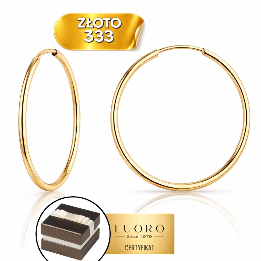 KOLCZYKI ZŁOTE 333 8K KÓŁKA ELEGANCKIE LEKKIE SZEROKOŚĆ 1,6 CM 6 CM