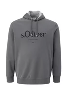 Bluzy męskie - s.Oliver Big Size męska bluza z logo z kapturem, szara, 5XL, szary, 5XL - miniaturka - grafika 1