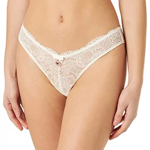 Emporio Armani Women's Eternal Lace Brazilian Brief Majtki Stringi Damskie, Jogurt, XL - Majtki damskie - miniaturka - grafika 1