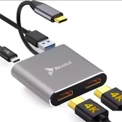 Huby USB - Reagle Hub Usb-C Adapter Dual 2X Hdmi 4K Usb Macbook Pd - miniaturka - grafika 1