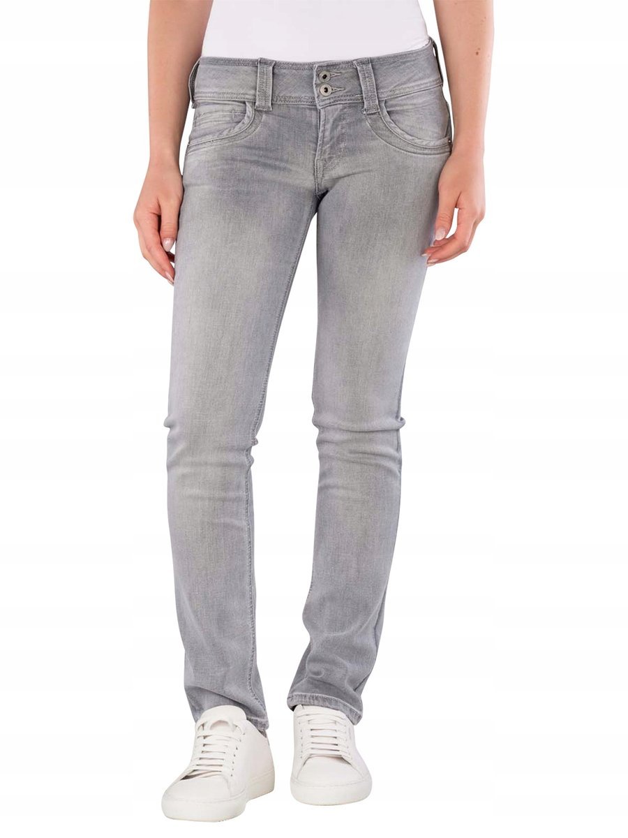 PEPE JEANS SZARE JEANSY RURKI Z PRZETARCIAMI I NISKIM STANEM 29/32 17BA