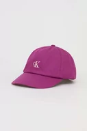 Czapki dla dzieci - Calvin Klein Jeans czapka z daszkiem bawełniana dziecięca kolor fioletowy z aplikacją - miniaturka - grafika 1