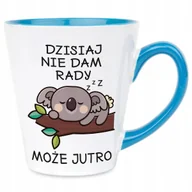 Kubki - Kubek Latte Niebiesko Biały DZISIAJ NIE DAM RADY 300 ml Na Prezent Wzory - miniaturka - grafika 1