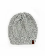 Czapki damskie - Jasnoszara czapka beretowa z wełny alpaki - miniaturka - grafika 1