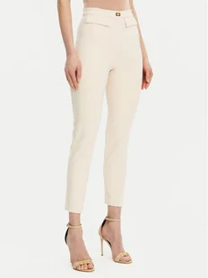 Elisabetta Franchi Spodnie materiałowe PA-077-51E2-V320 Écru Regular Fit - Spodnie damskie - miniaturka - grafika 1