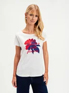 Koszulki i topy damskie - T-shirt z kolorową grafiką na środku - miniaturka - grafika 1