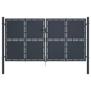vidaXL Lumarko Brama ogrodzeniowa, stalowa, 300 x 200 cm, antracytowa! 144528 - Akcesoria do ogrodzeń - miniaturka - grafika 1