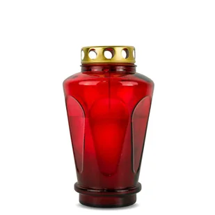 Duży Znicz Zalewany 21 cm Czerwony DP19sL Szklany Znicz Zalewany z Metalowym Kapturkiem - Lampiony i znicze Duży Znicz Zalewany 21 cm Czerwony DP19sL Szklany Znicz Zalewany z Metalowym Kapturkiem - Lampiony i znicze - miniaturka - grafika 1