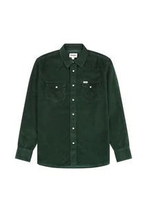 KOSZULA MĘSKA SZTRUKS WRANGLER 112357240 WESTERN SHIRT SCARAB M - Koszule męskie - miniaturka - grafika 1