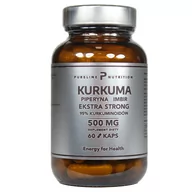 Suplementy naturalne - Kurkuma + piperyna + imbir Ekstra strong 60 kapsułek - Pureline Nutrition - miniaturka - grafika 1