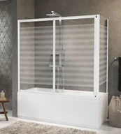Parawany nawannowe - Novellini Aurora 2PV4 Parawan dwuczęściowy przesuwny 156-162x150 cm profile chrom szkło przezroczyste AURORA2PV156-1K - miniaturka - grafika 1