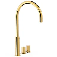 Baterie umywalkowe - Bateria umywalkowa nablatowa 3-otworowa Tres Study złoty połysk 06110502OR - miniaturka - grafika 1