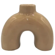 Świeczniki - Świecznik stołowy nowoczesny ceramiczny beżowy - miniaturka - grafika 1