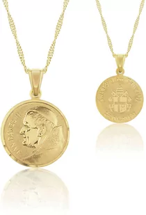 Łańcuszek z medalikiem Jan Paweł II srebrny pozłacany - Biżuteria religijna - miniaturka - grafika 1